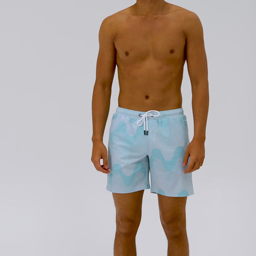 Men Mint Wave Swim Shorts