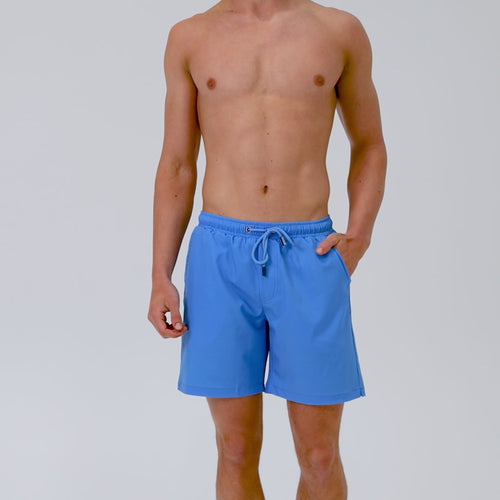 Men Sky Blue Swim Shorts