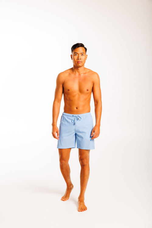 Men Light Blue Swim Shorts